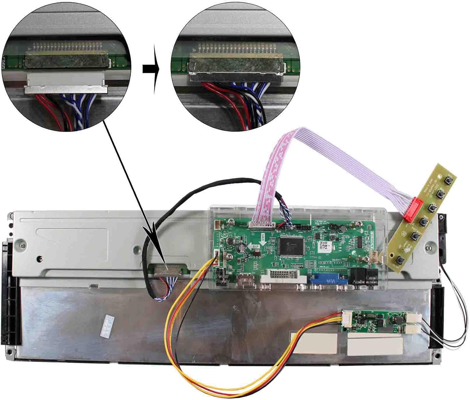 VSDISPLAY Pantalla LCD de 14.9 pulgadas 1280×390 LTA149B780F con HD-MI DVI VGA tablero controlador de audio M.NT68676 con estuche acrílico, y