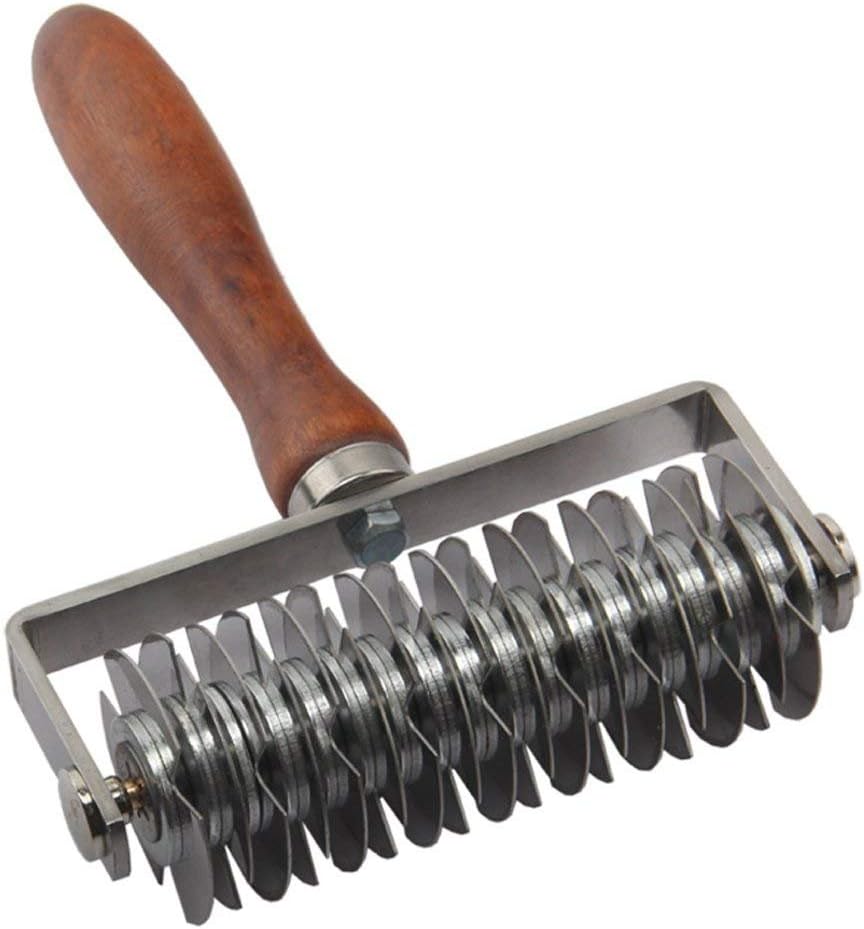 Hosmide Kitchen – Cortador de rodillos para hornear masa de galletas, tartas, pizza, pastelería, acero inoxidable, mango de madera