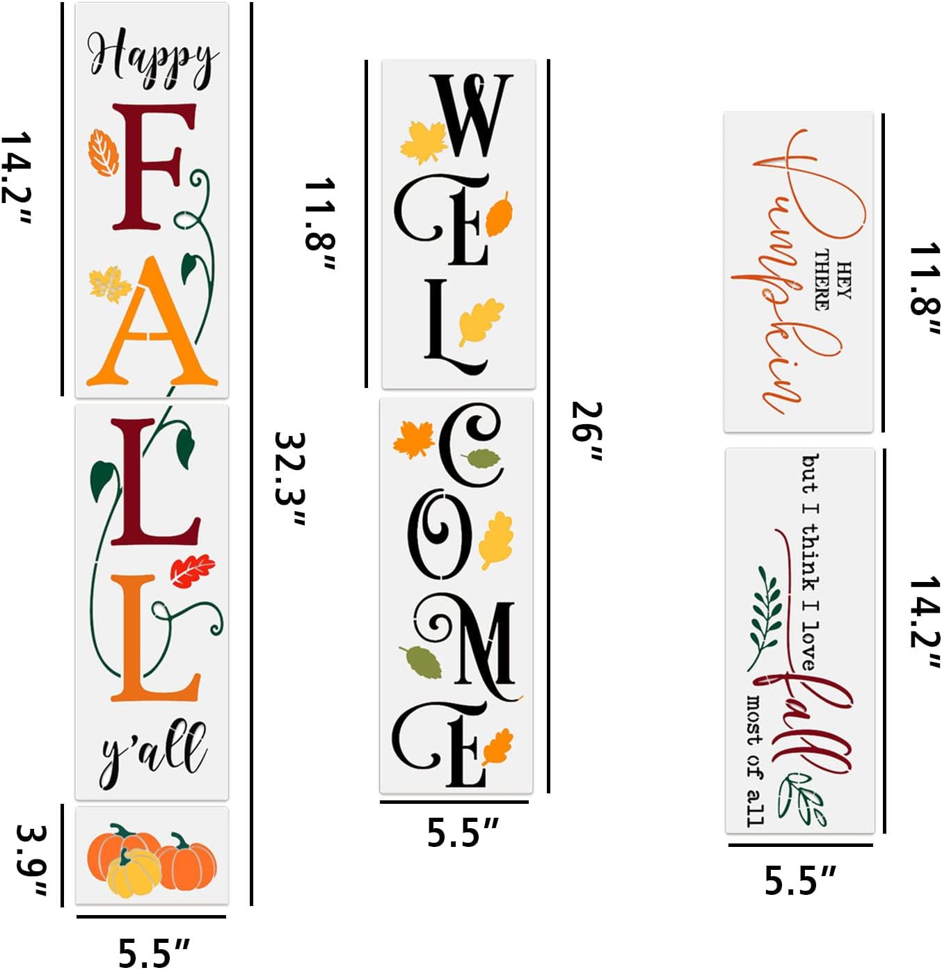 Plantillas de otoño para pintar en madera, plantillas de calabaza reutilizables para dibujo de Acción de Gracias, gran bienvenidafeliz otoño Y’All
