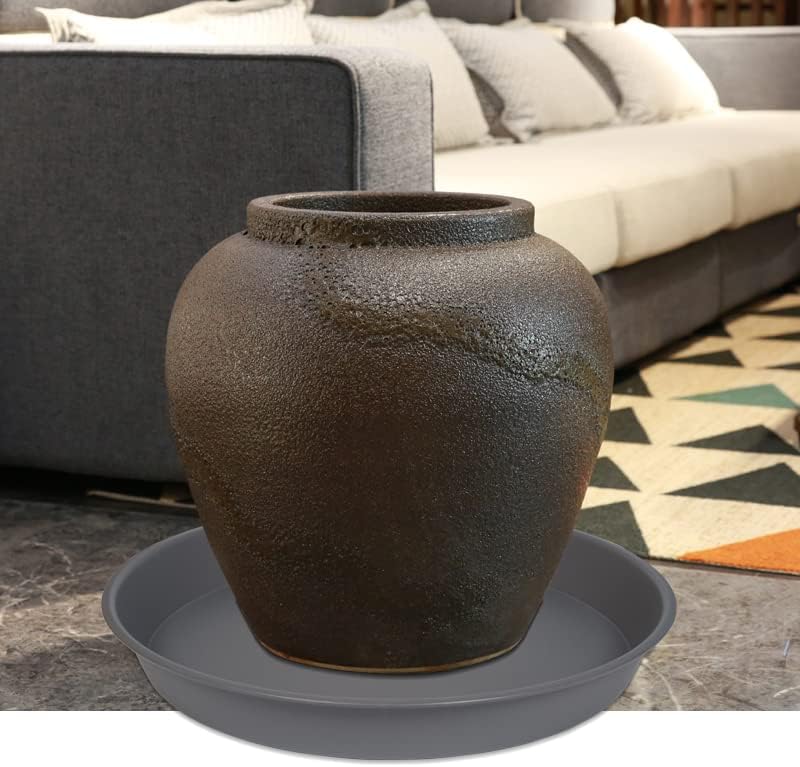 Paquete de 2 platillos para plantas de 18 pulgadas de 19 pulgadas (base de 16.6 pulgadas), bandejas de plantas para macetas, platillos de plástico