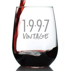 Vintage 1997-27th Birthday Stemless Wine Glass Gifts for Women & Men Turning 27 – Bday Party Decor – Large Glasses Vintage 1997-27th Birthday Stemless Wine Glass Gifts for Women & Men Turning 27 – Bday Party Decor – Large Glasses