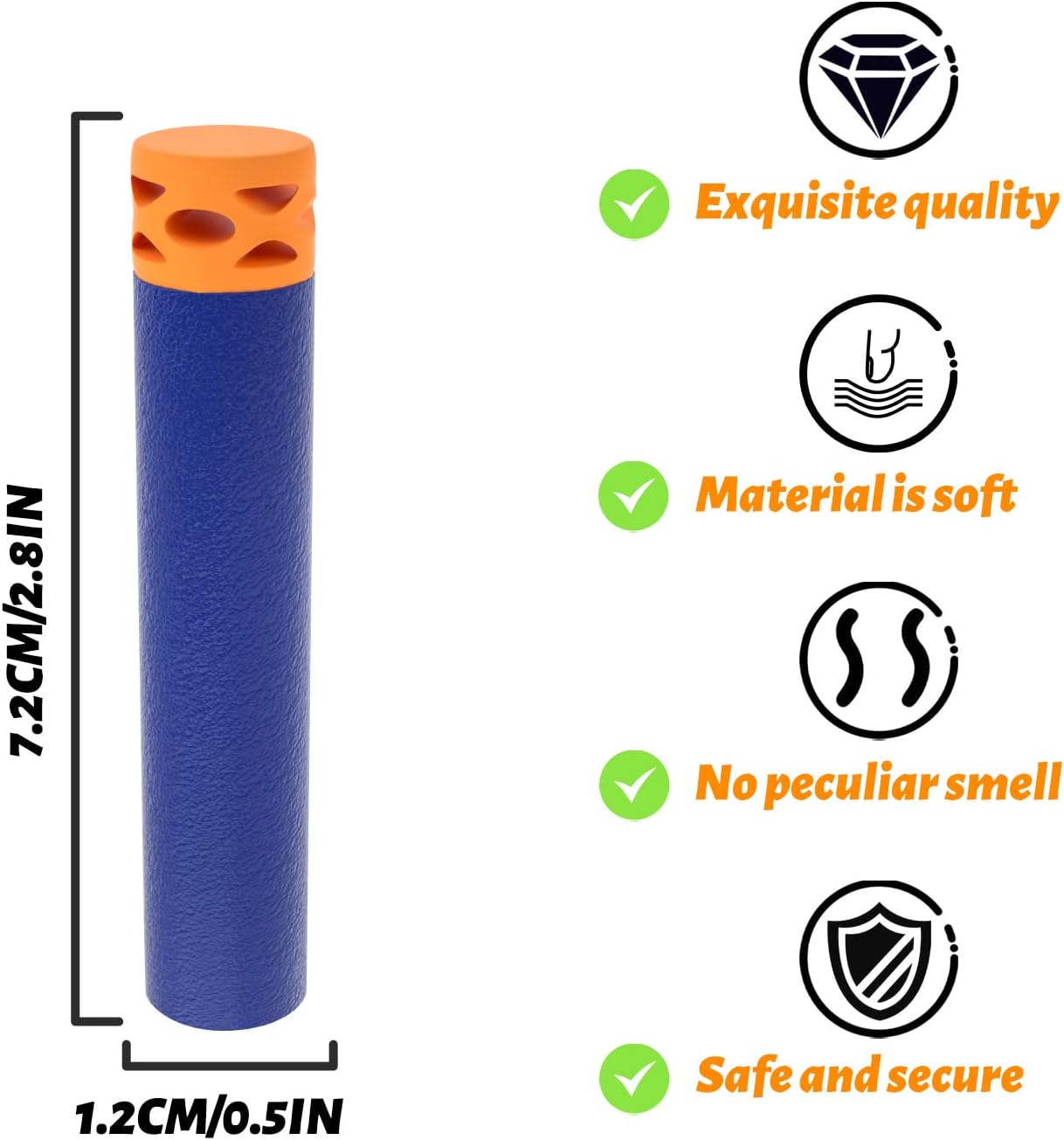 EKIND Paquete de 100 piezas de recambio de dardos de gofres de espuma compatible con NERF N-Strike Series Blaster