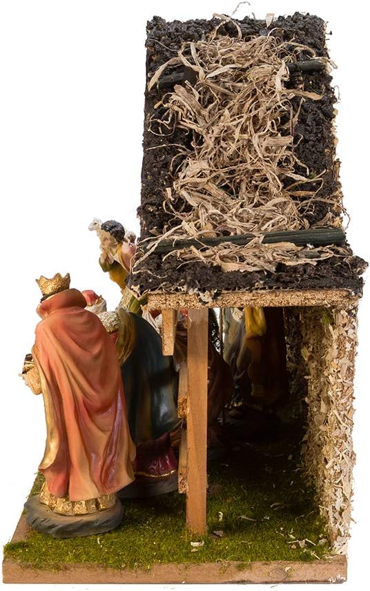 Kurt Adler – Belén de 12 pulgadas con establo y 10 figuras, color marrón