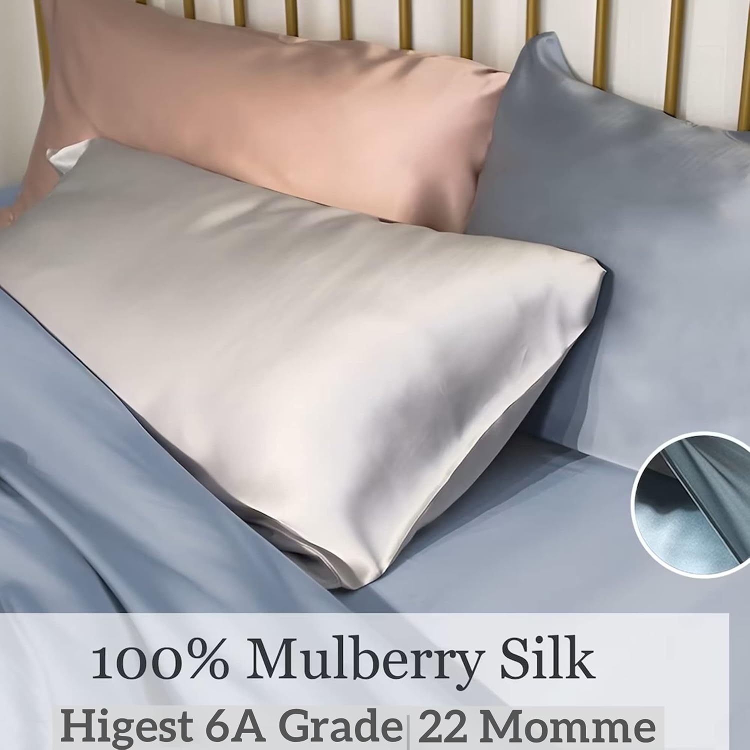 Funda de almohada de seda de morera tamaño King para cabello y piel, fabricada en Estados Unidos, seda pura de 22 mommes, fundas de almohada