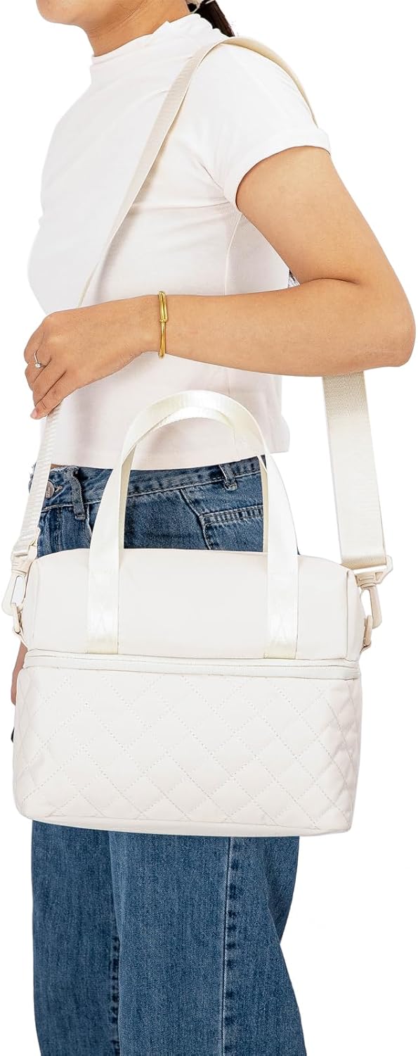 NOL Natural Organic Lifestyle Bolsa de almuerzo reutilizable para mujer, a prueba de fugas, con aislamiento medio, de nailon, con correa desmontable