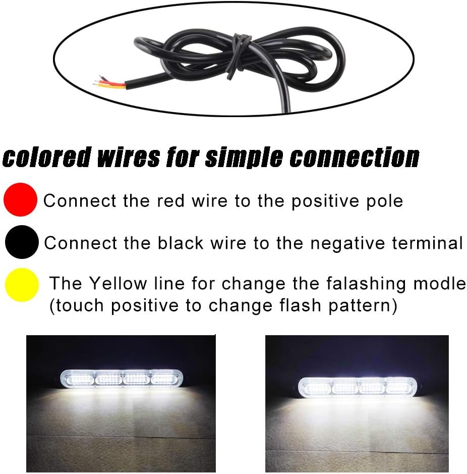 Sidaqi Luz estroboscópica de emergencia LED, montaje en superficie impermeable, luz LED blanca de advertencia de peligro de advertencia para