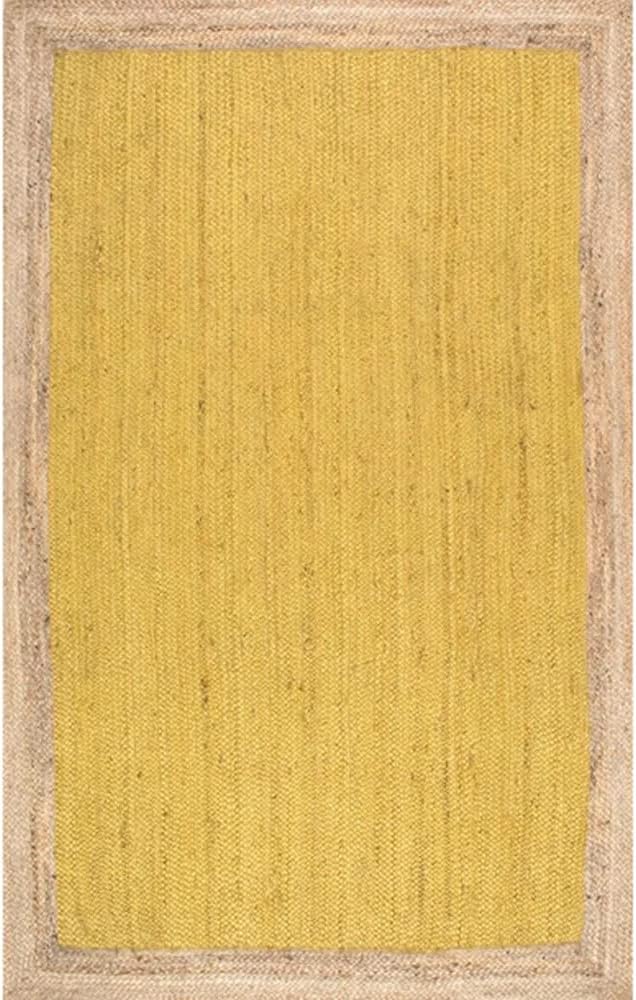 Durrie India Bohemian Collection – Alfombra decorativa de yute hecha a mano con flecos, colección de fibra natural, 5 x 7 pies 6 pulgadas, para sala