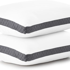 Lux Decor Collection – Juego de 2 almohadas con refuerzo, tamaño King, cómodas almohadas transpirables para dormir (gris) Lux Decor Collection – Juego de 2 almohadas con refuerzo, tamaño King, cómodas almohadas transpirables para dormir (gris)