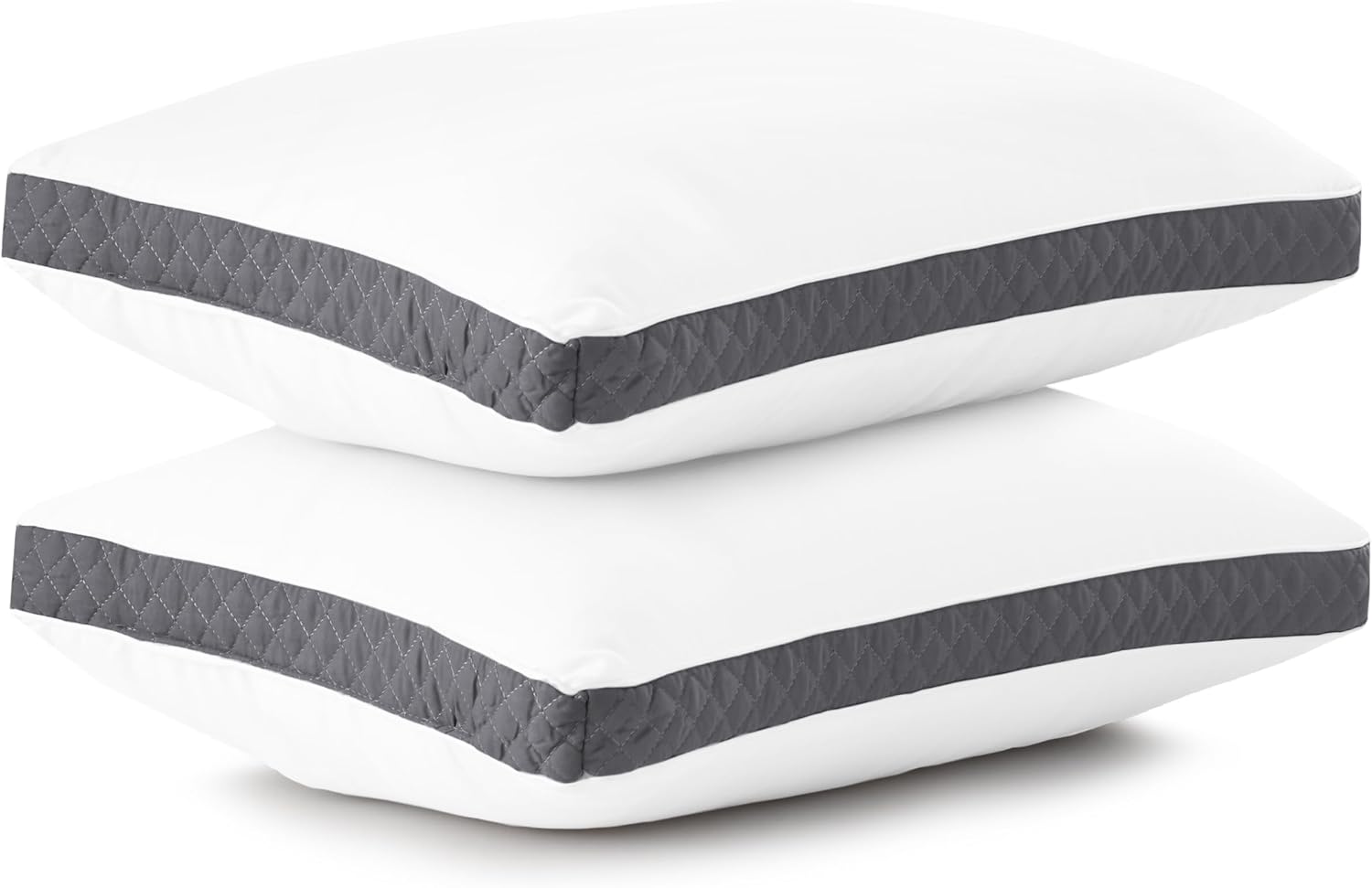 Lux Decor Collection – Juego de 2 almohadas con refuerzo, tamaño King, cómodas almohadas transpirables para dormir (gris)