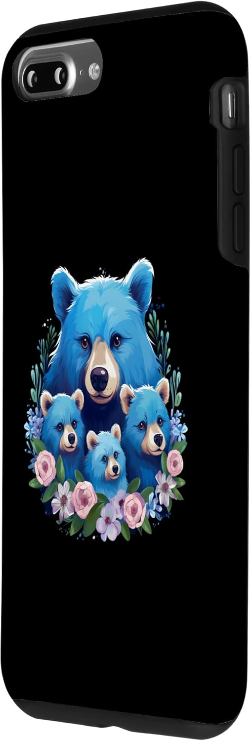 Funda para iPhone 7 Plus8 Plus Cute Blue 3 Kids Mama Bear Madre de tres cachorros Kiddos