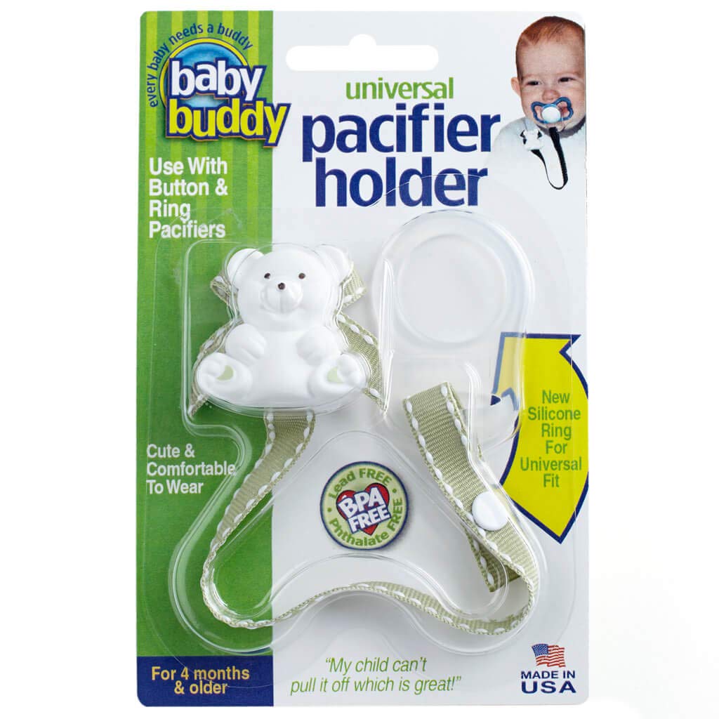Baby Buddy Clip universal para chupete – Se ajusta al paci o se fija con anillo de silicona de ajuste universal, clip para chupete para bebés de 4