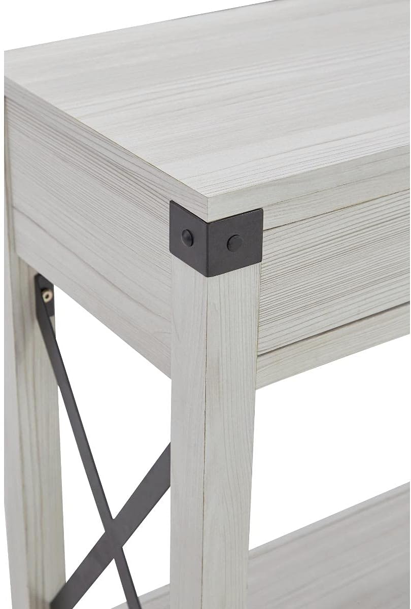 Signature Design by Ashley Bayflynn – Mesa de sofá moderna estilo granja, color blanco lavado