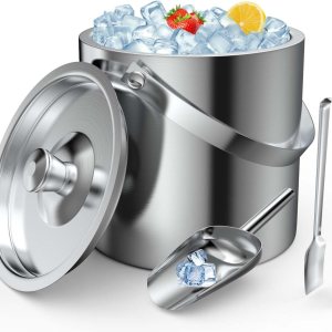 3L Double Wall Stainless Steel Ice Bucket with Lid,Scoop,Tongs, Insulated Ice Bucket for Cocktail Bar and Parties 3L Double Wall Stainless Steel Ice Bucket with Lid,Scoop,Tongs, Insulated Ice Bucket for Cocktail Bar and Parties