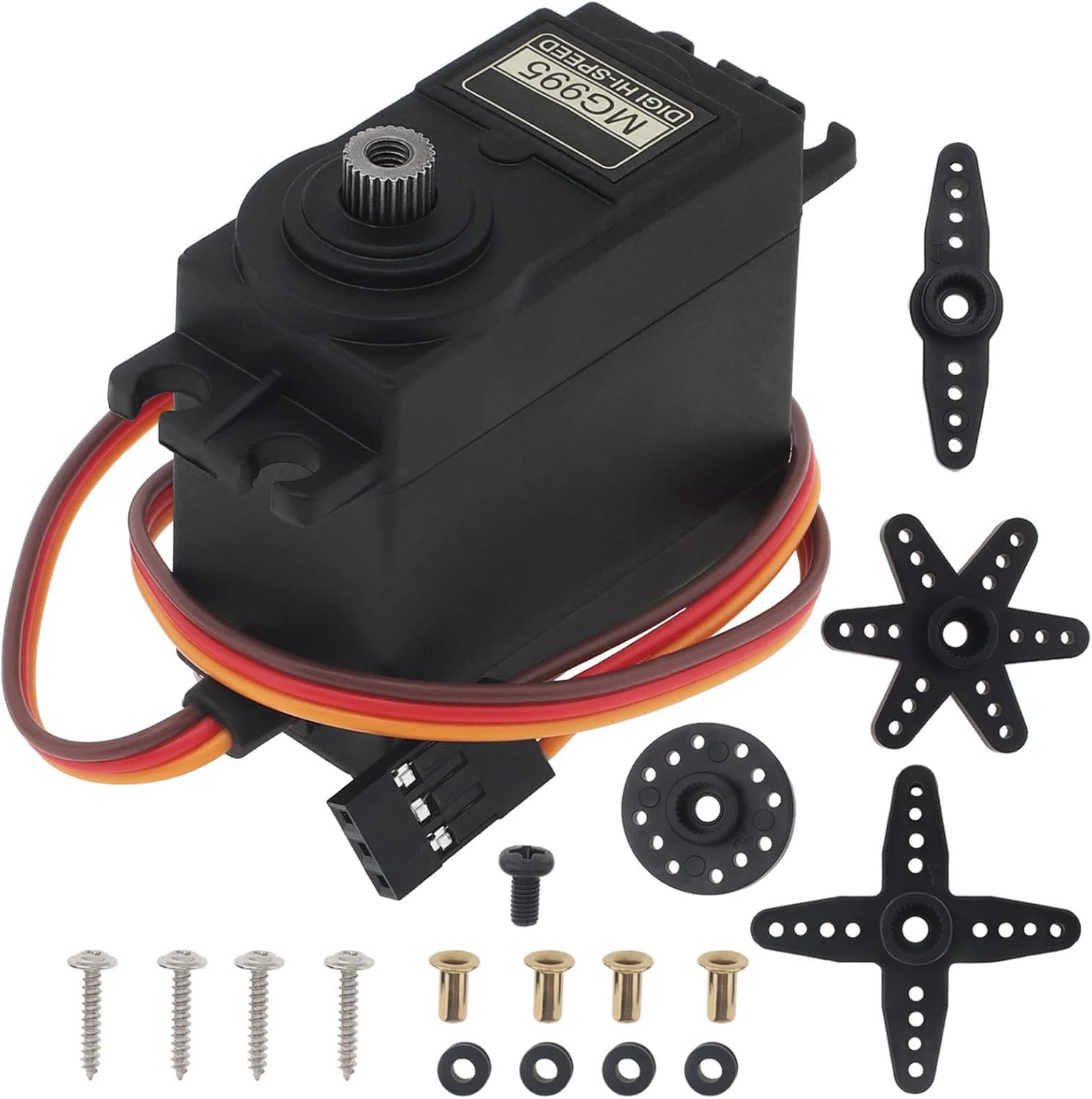 Paquete de 2 servomotores MG995 ángulo de control de 180 grados engranaje de metal de alta velocidad servo motor para automóvil