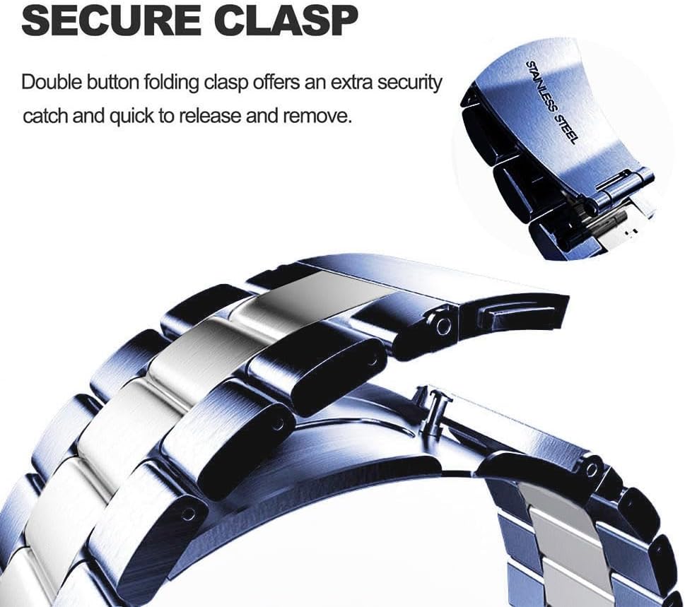Correas compatibles con Samsung Galaxy Watch 3 de 1.772 pulgadas  Galaxy Watch de 1.812 pulgadas, correa de repuesto de metal de acero inoxidable
