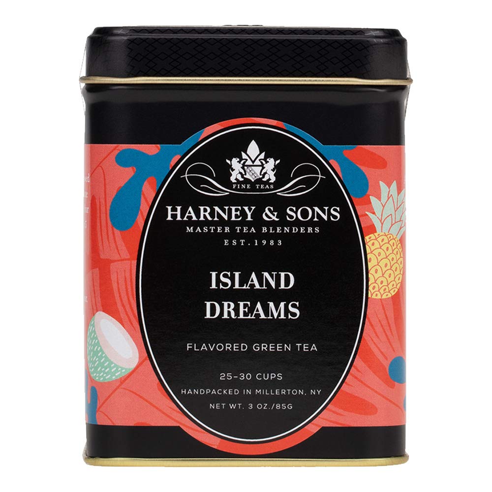 Harney & Sons Island Dreams  Té verde de hoja suelta de 3 onzas con coco