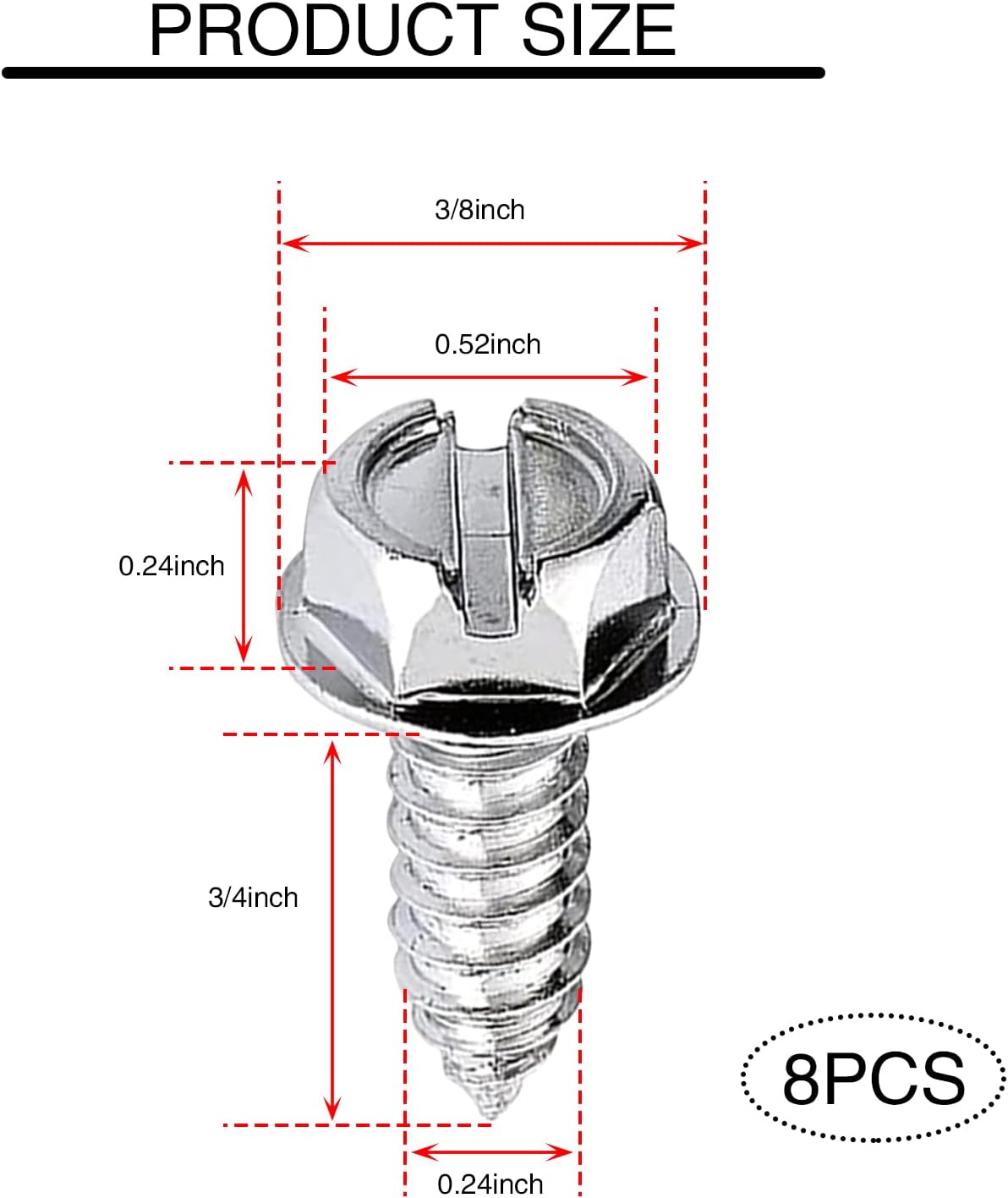 8 tornillos para placa de automóvil, tornillos de acero inoxidable, pernos de matrícula de vehículos, kit de cierre de tornillo automotriz,