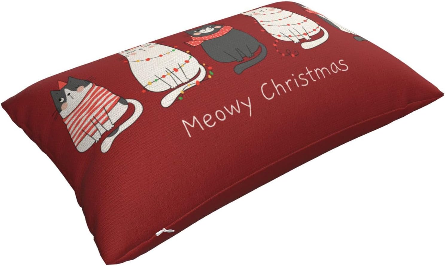 Juego de 2 fundas de almohada de Navidad de 12 x 20 pulgadas, lindas fundas decorativas de invierno de lino, color rojo, fundas de almohada de