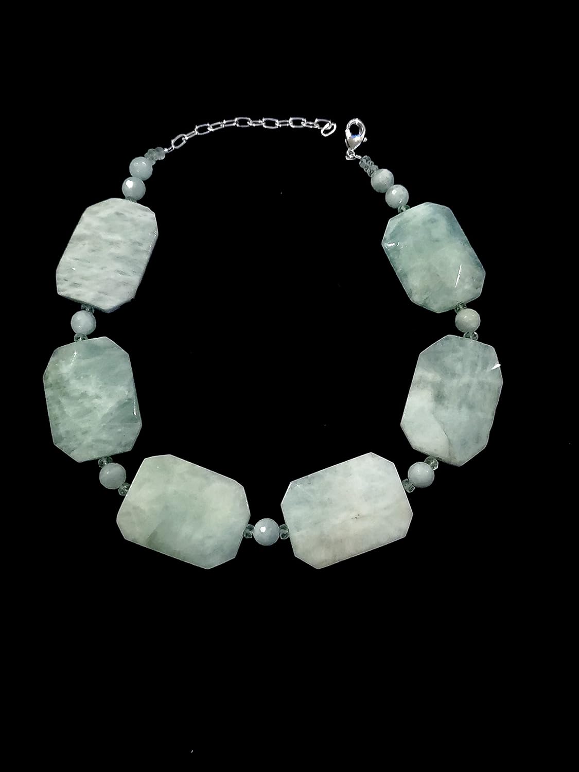 ZDivine Custom Jewelry Emotional Clarity and Intuition Booster Aquamarine Choker Necklace WExtender Chain 14.5″-17.5″