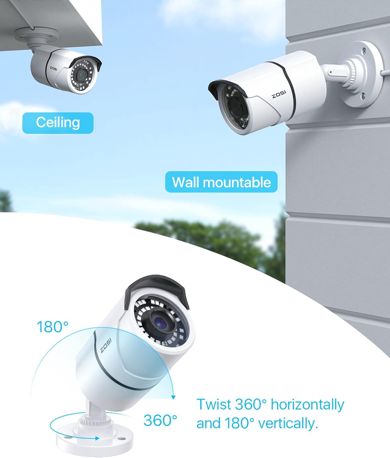 ZOSI ZG2615E – Cámara de seguridad impermeable POE de 5MP con visión nocturna para sistema de vigilancia de alimentación a través de Ethernet en