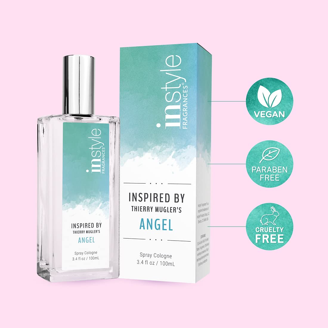 Instyle Fragrances Inspirado en Thierry Mugler’s Angel  Eau de Toilette para mujer  Vegano y sin parabenos  3.4 onzas líquidas (paquete de 2)