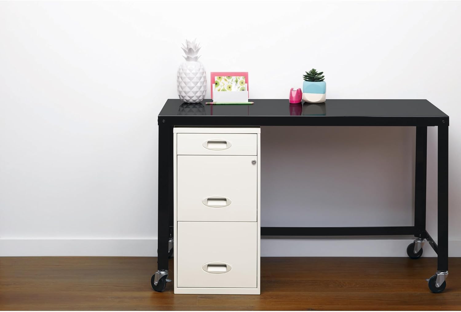 Realspace Archivador vertical de 3 cajones de 18″ D, blanco perla