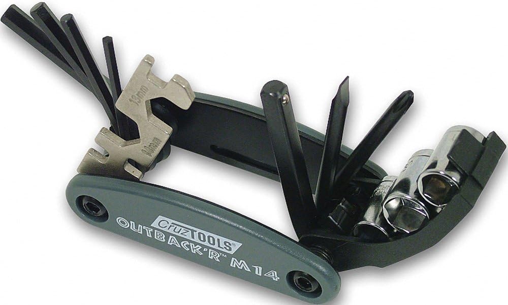 CruzTOOLS Multiherramienta métrica plegable OM14 para moto, ATV, UTV, PWC, nieve, negro