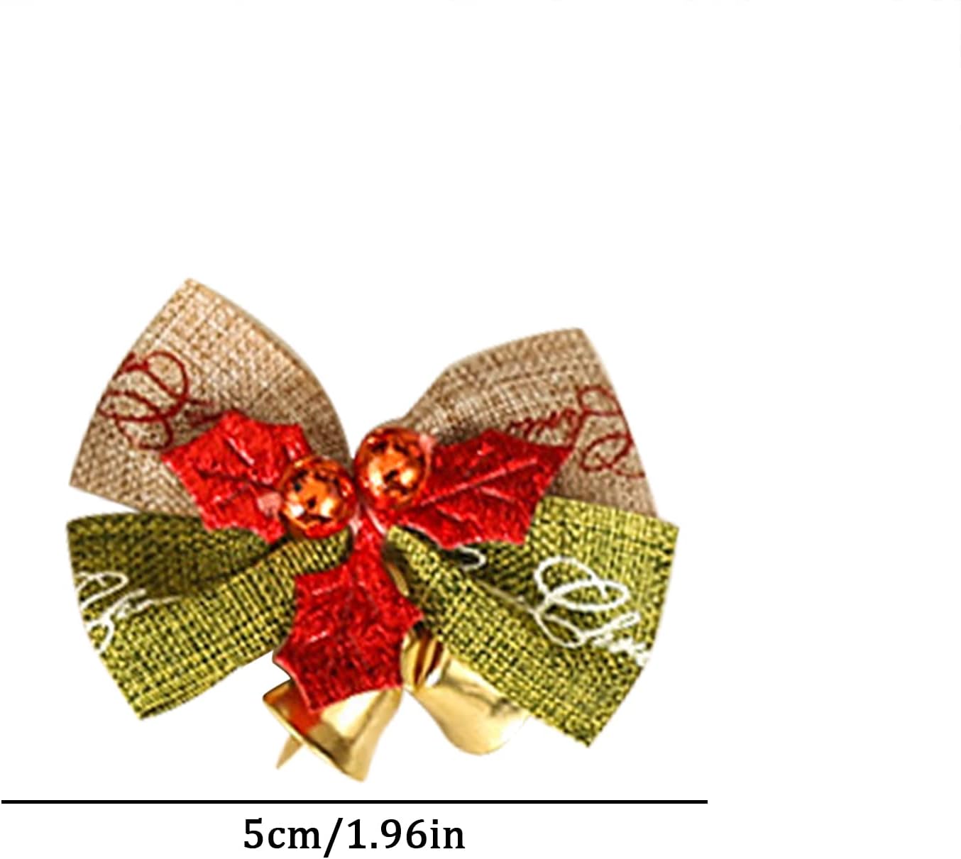 Adorno con forma de luz de pollo, 30 piezas de lazo de Navidad con mini cascabeles, lazos para árbol de Navidad, adornos de Navidad, bodas,