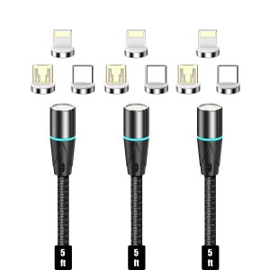 NetDot – Cable de carga magnético, 3 en 1 Gen12 (5 pies3 unidades, negro) Cargador magnético de teléfono de carga rápida de 18 W y cargador NetDot – Cable de carga magnético, 3 en 1 Gen12 (5 pies3 unidades, negro) Cargador magnético de teléfono de carga rápida de 18 W y cargador