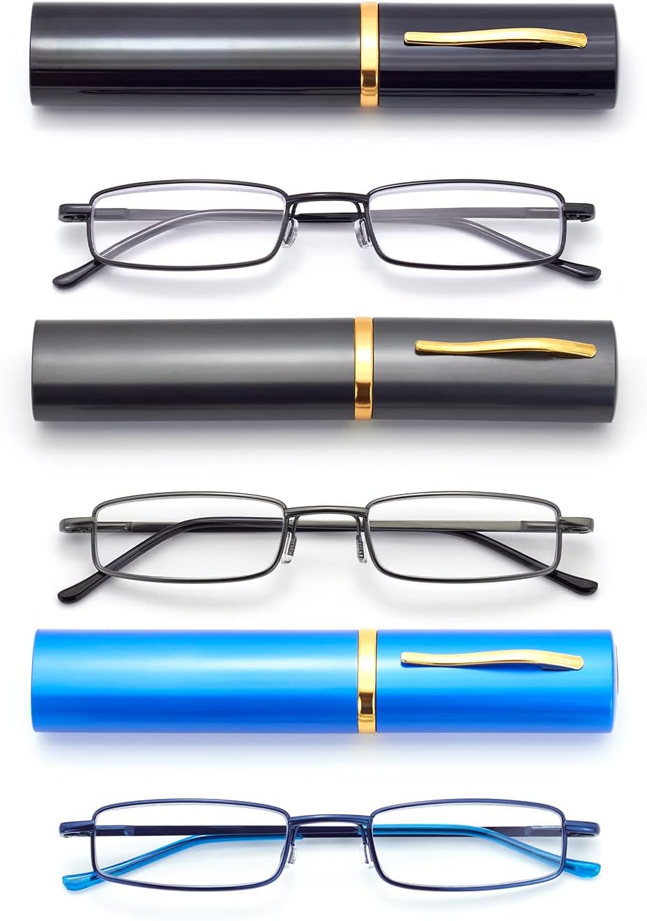 Anteojos de lectura de bolsillo delgados para hombres y mujeres, lentes compactas súper transparentes, lentes con marco de metal con bisagra de