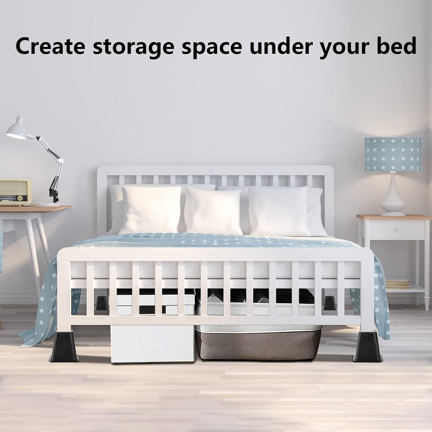 Mezchi Paquete de 6 elevadores de muebles de cama, 6 pulgadas de alta resistencia para sofá, silla, gabinete, escritorio, plástico ABS duradero,