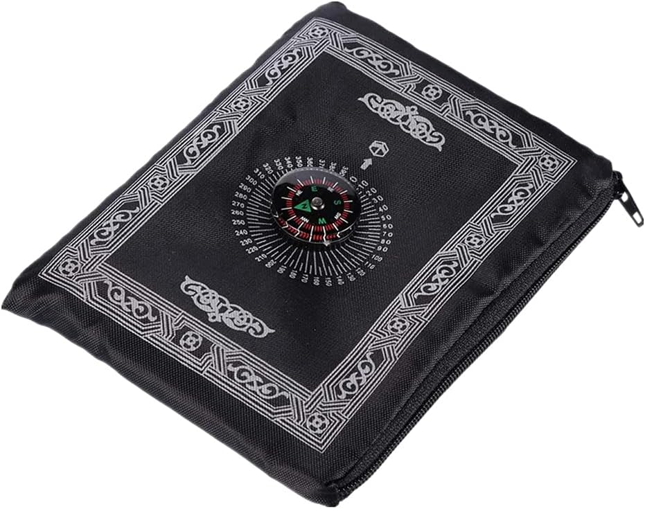 1 tapete portátil de oración de viaje con brújula, alfombra de oración de poliéster impermeable, tapete de oración de viaje musulmán, para regalos
