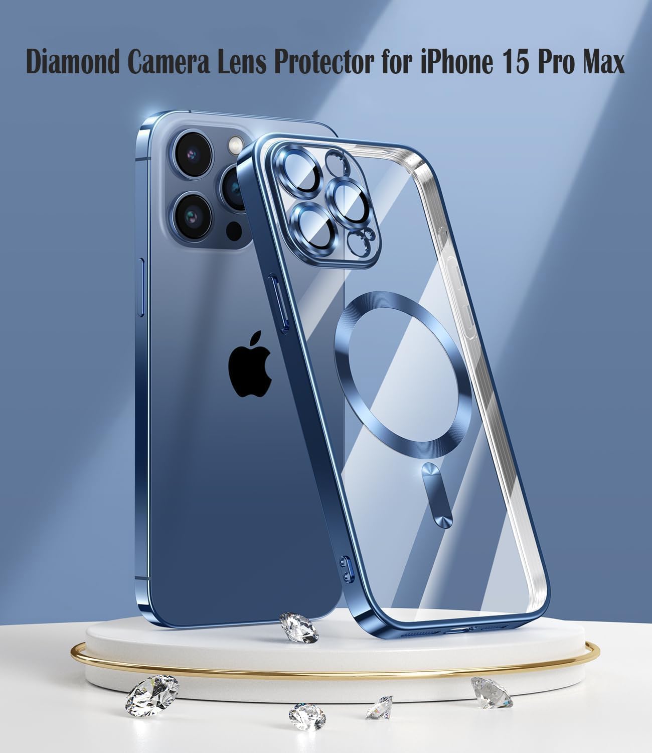 Funda para iPhone 15 Pro Max compatible con MagSafe Funda completa de protección de lente de cámara transparente para mujeres y hombres, magnética,