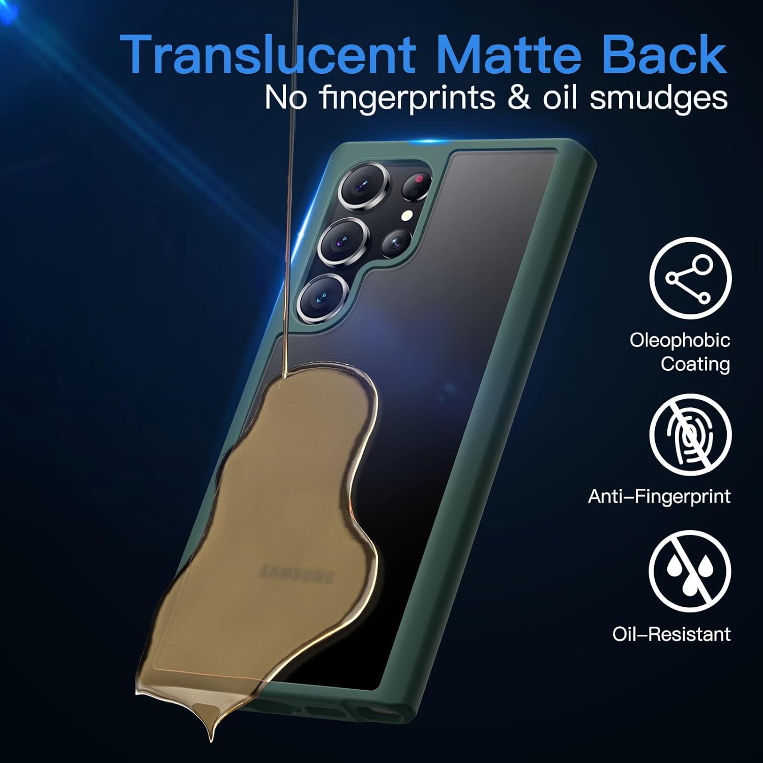 JETech Funda mate para Samsung Galaxy S23 Ultra 5G de 6.8 pulgadas, funda protectora delgada translúcida esmerilada, antihuellas dactilares (verde