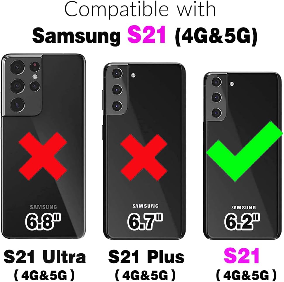 Asuwish Funda de teléfono para Samsung Galaxy S21 5G de 6.2 pulgadas con protector de pantalla de vidrio templado y soporte de ranura para tarjeta