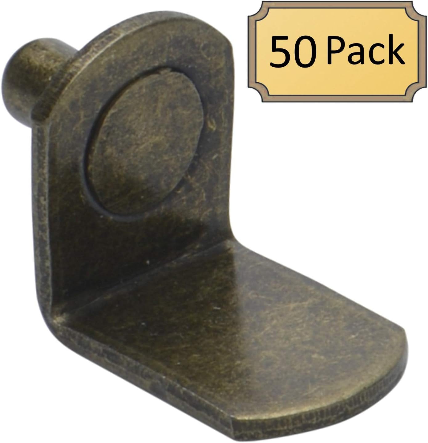 0.197 in (50 unidades) estilo soporte de gabinete clavijas de soporte  Clips en “L” para cocina y estantería  Latón antiguo