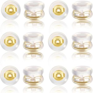 20 piezas de plata de ley de silicona para aretes, cierres de aretes para tachuelas, dorso de oro de 18 quilates para tachuelas, cómodo, 20 piezas de plata de ley de silicona para aretes, cierres de aretes para tachuelas, dorso de oro de 18 quilates para tachuelas, cómodo,