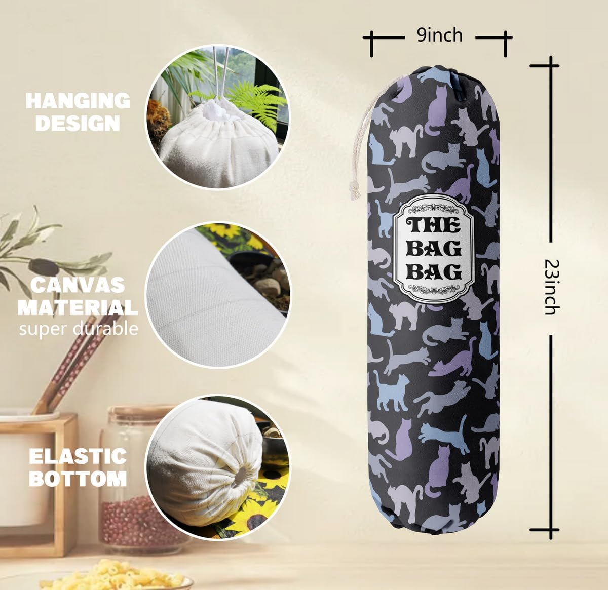 Organizador de bolsas de comestibles para bolsas de compras, bolsas de plástico de montaje en pared, dispensadores de contenedores de