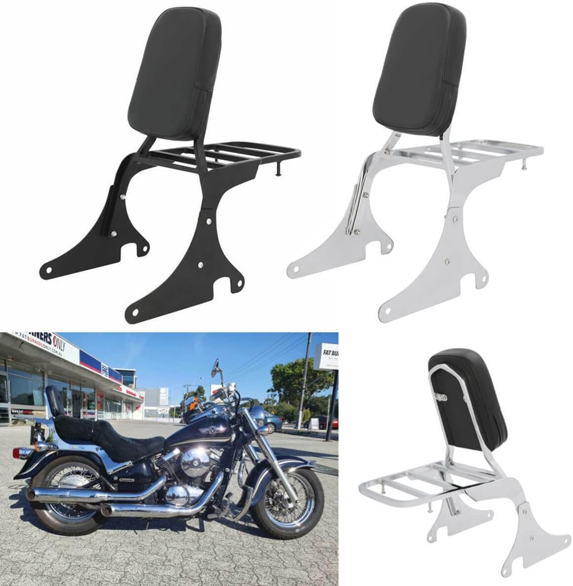 Asiento trasero de motocicleta negro respaldo Sissy Bar respaldo compatible para Kawasaki Vulcan 400 VN400 vulcan 800 VN800