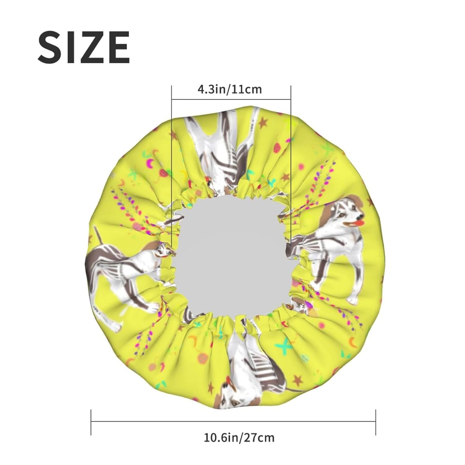 Cartoon Grey And White Dog Reusable Double Layer Waterproof Shower Cap With Elastic Cord For Home Cleaning Facial Care Shower