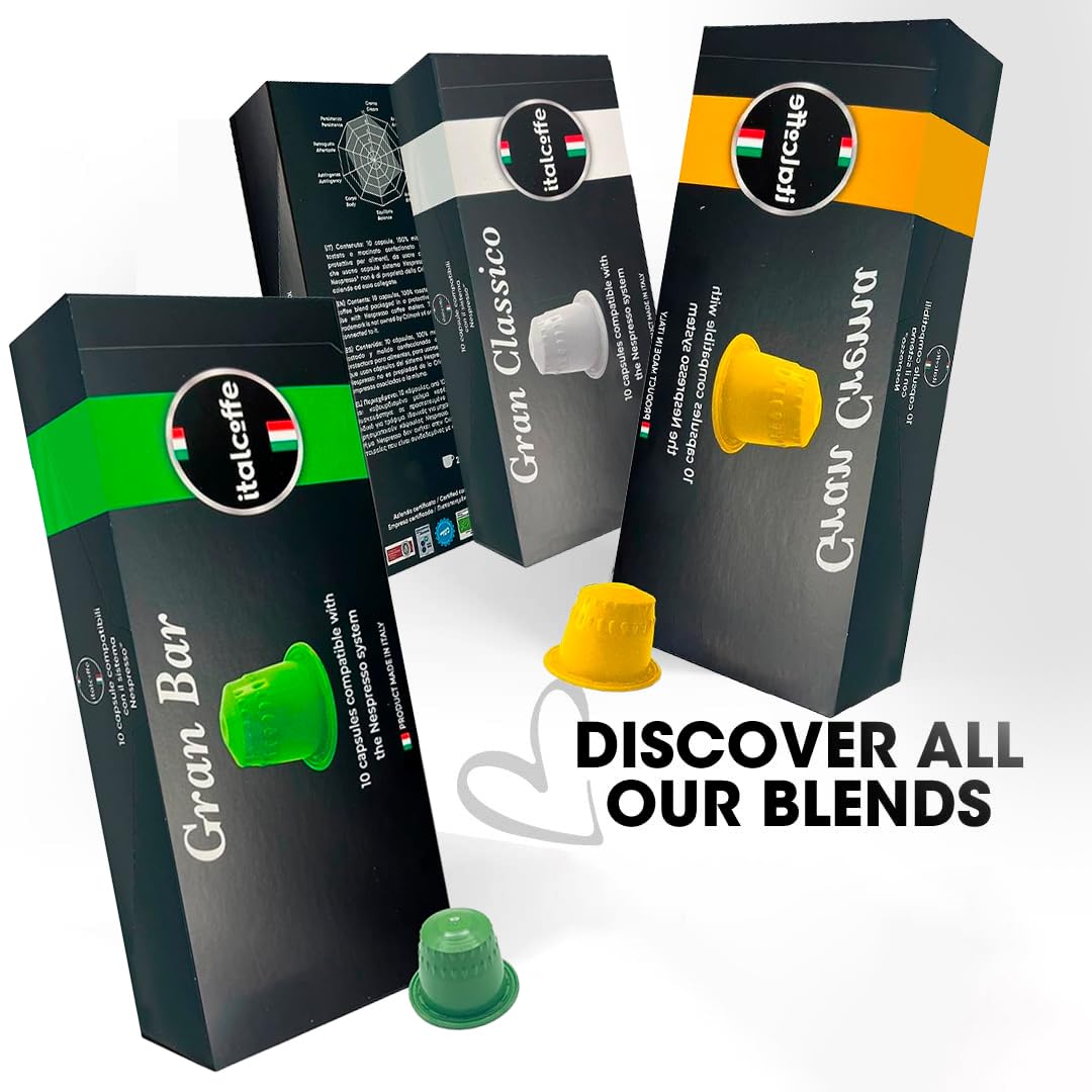 Italcoffe Cápsulas de espresso italiano compatibles 100% con Nespresso, paquete variado, cápsulas de café, inspiración italiana, café italiano, 100