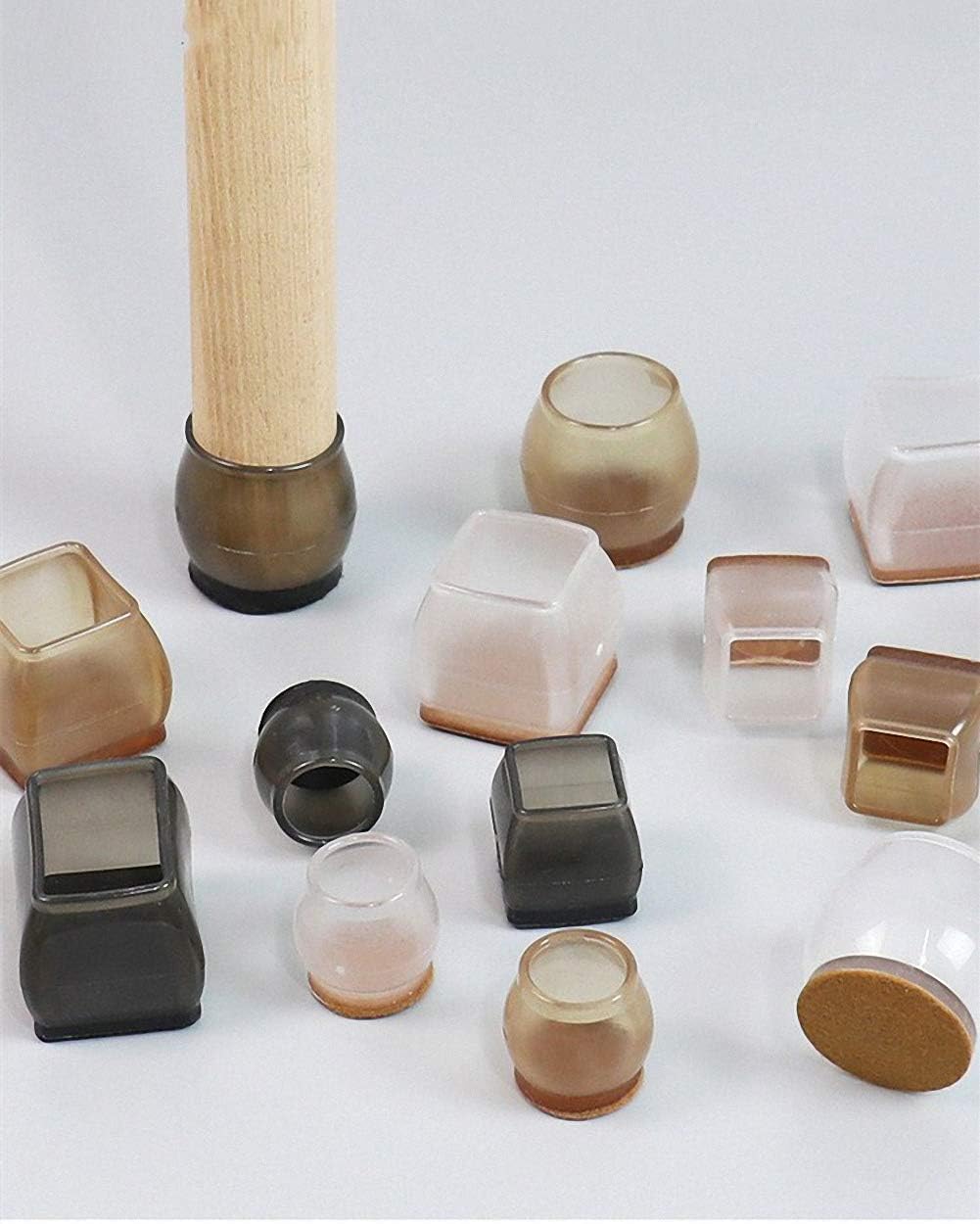 Ulalaza Juego de 16 tapas cuadradas para patas de silla, protectores con parte inferior de fieltro, goma termoplástica, tapas para patas de muebles,