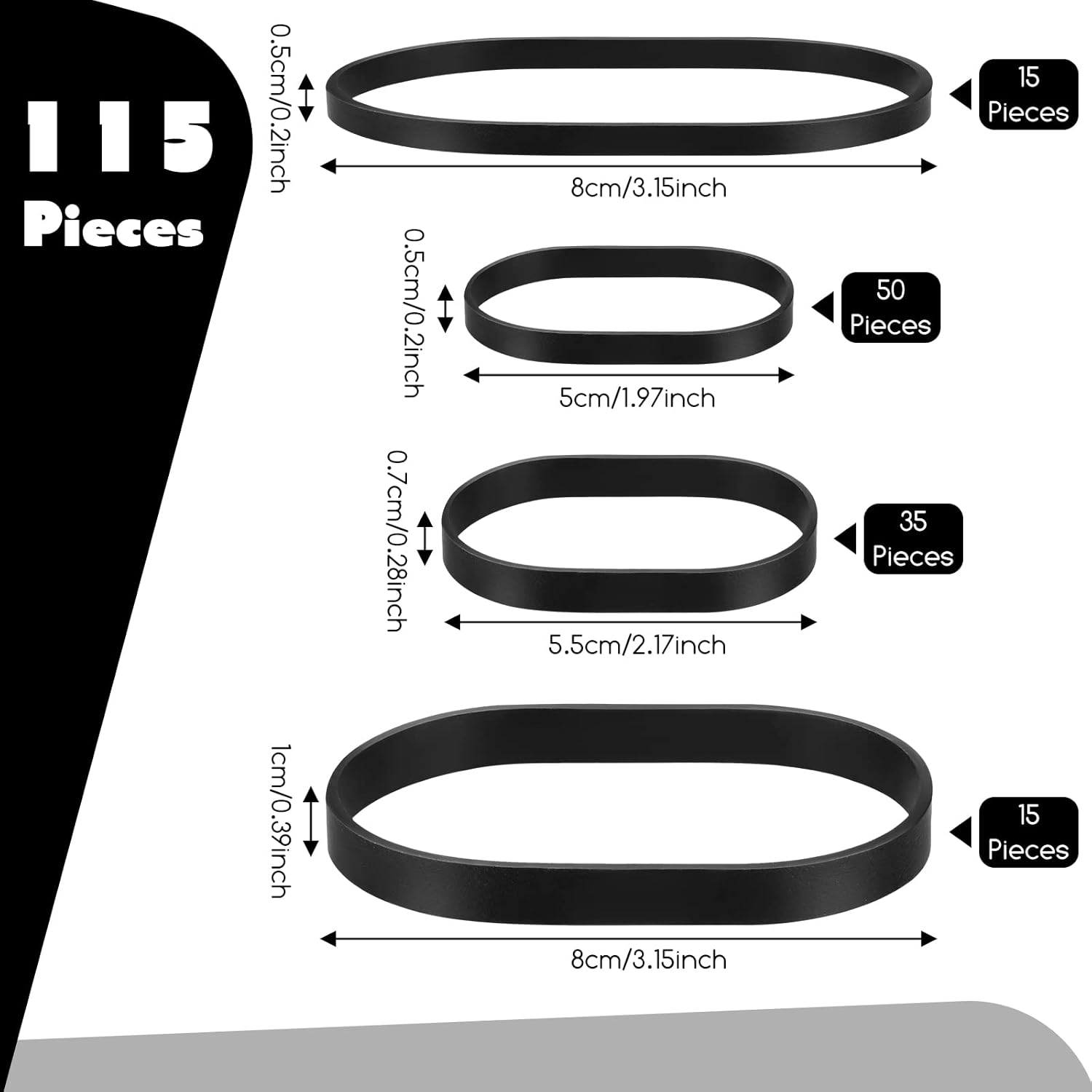 Bandas tácticas de goma negras Ranger resistentes, bandas de goma negras gruesas para exteriores, para campamento, supervivencia, deportes,