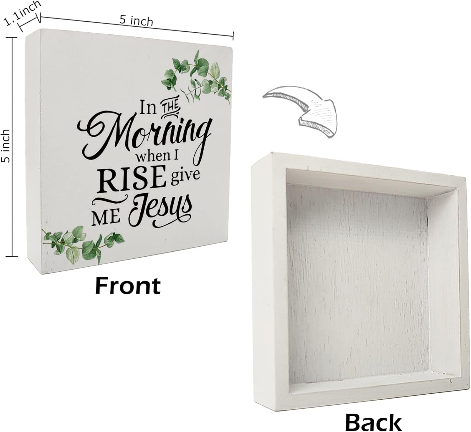 Christian In the Morning When I Rise Give Me Jesus – Cartel de madera para decoración de escritorio, caja de madera religiosa rústica para