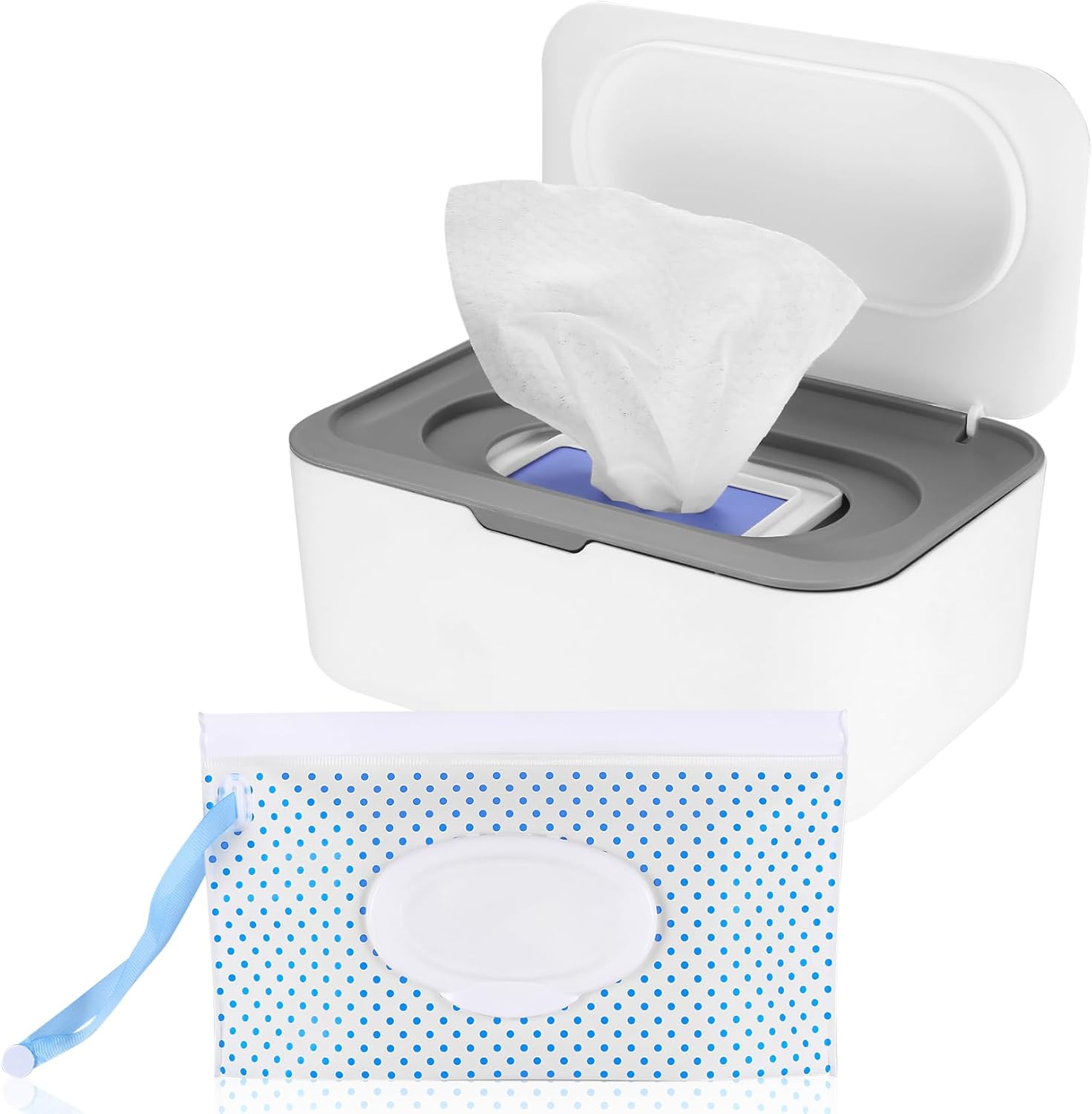 Caja dispensadora de toallitas húmedas, caja de almacenamiento de servilletas, caja de papel higiénico a prueba de polvo con tapa, dispensador de