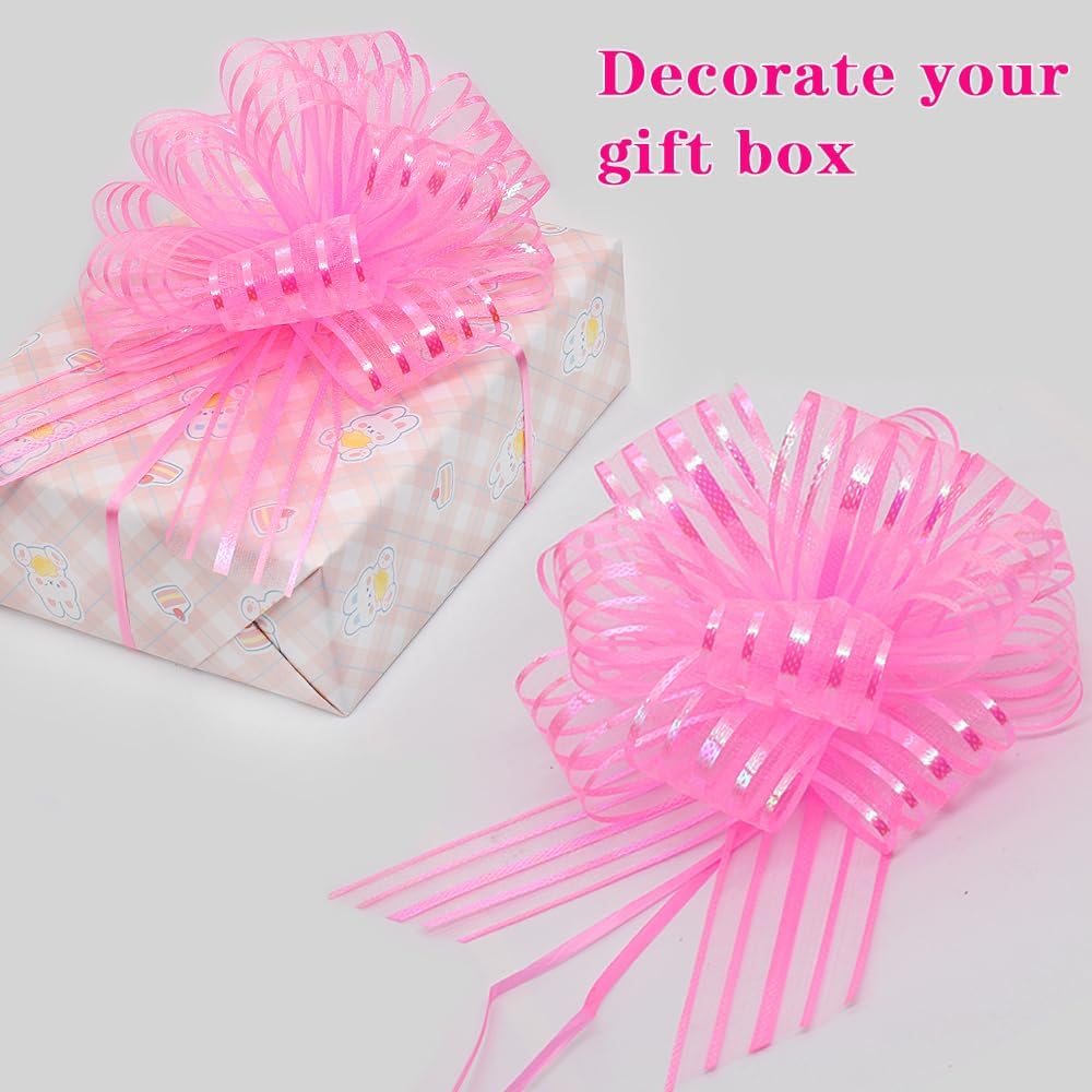 10 lazos para envolver regalos, lazos de regalo de 4 pulgadas para cesta de regalo, decoración de caja de regalo (rosa)