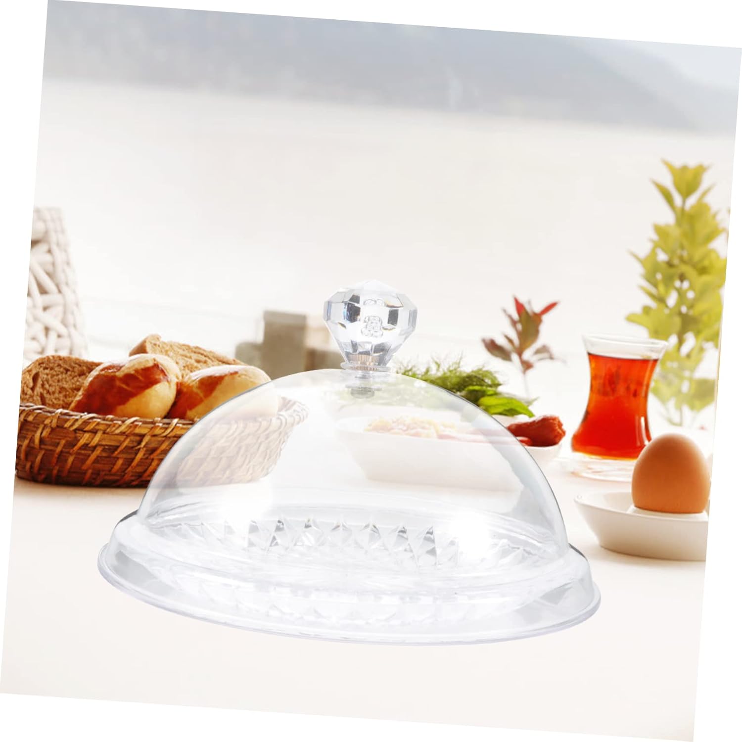 UPKOCH Soporte transparente para tartas de polipropileno con tapa, tapa de cúpula, 12 “x 12”