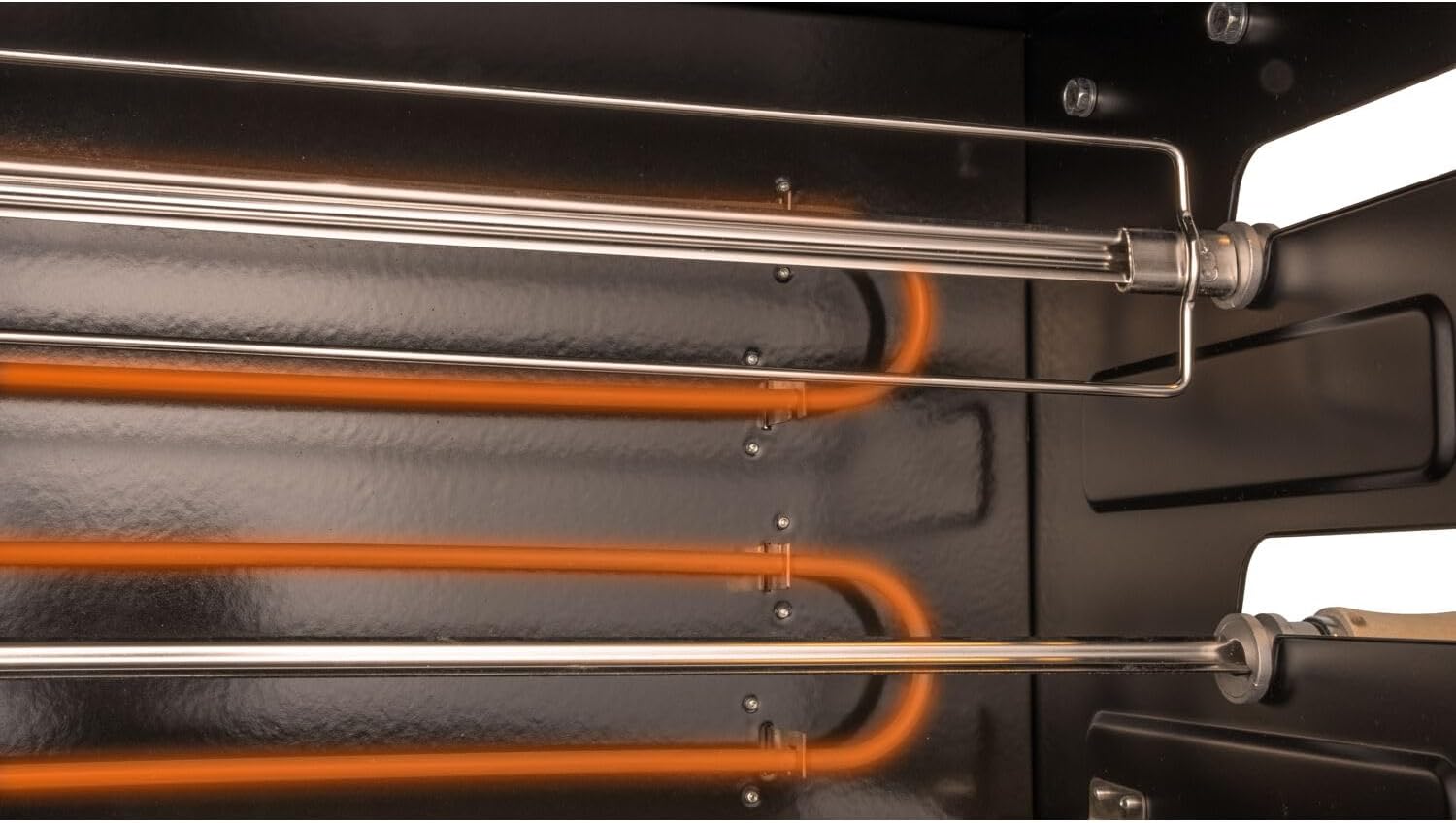 Brazilian Flame Asador de parrilla con 2 pinchos giratorios automáticos para interiores para pollo, filete, pescado, barbacoa de estilo brasileño,