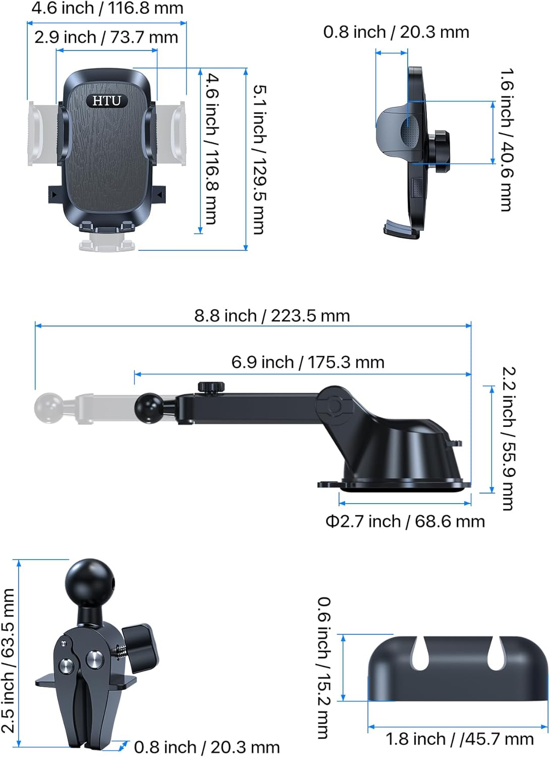 2024 Ultimate Car Phone Mount80+LBS Strongest Suction & Military-GradePatent & Safety Certs Cell Phone Holder Truck Stand for Dashboard Windshield