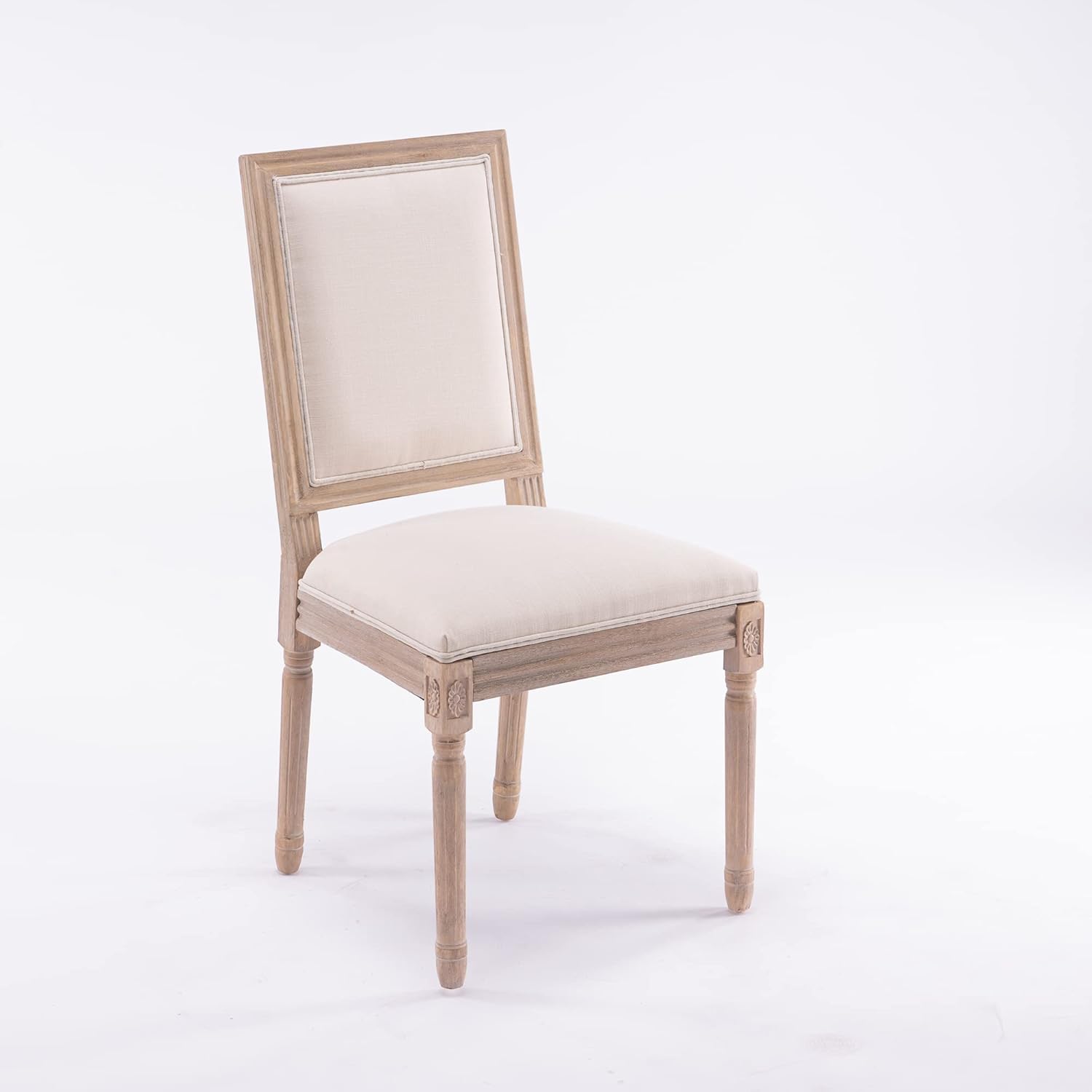 HomSof French Country Silla de comedor de madera con asientos tapizados para cocina, juego de 2, color beige